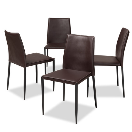 BAXTON STUDIO Pascha Modern Brown Faux Leather Upholstered Dining Chair, PK4 146-8788
